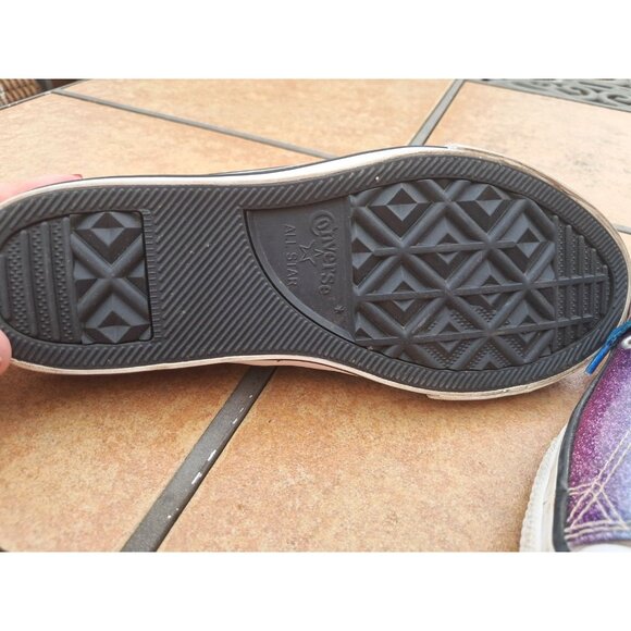 Converse Girls All Star Chuck Taylor Low Top Purple Glitter Size 3 Rainbow - Picture 3 of 4